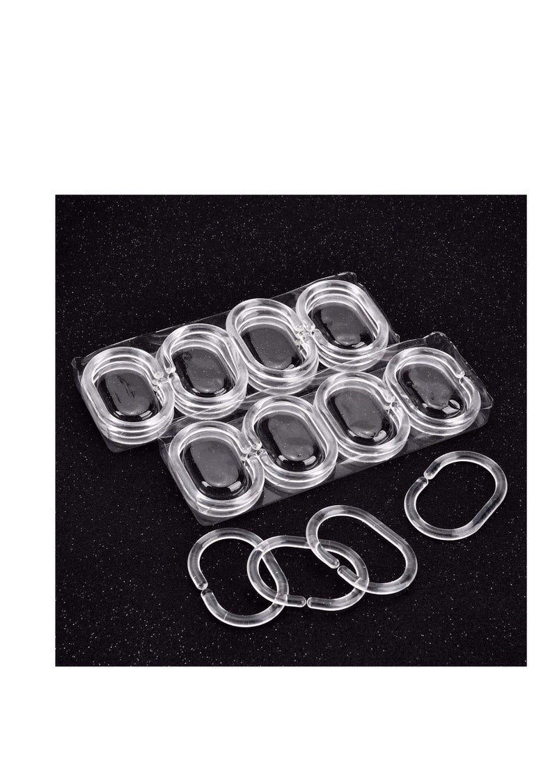 48 Pcs Shower Curtain Hooks Rings,Curtain C Ring Clear Plastic Rings for Bathroom Window Rod Hangers - Image 3